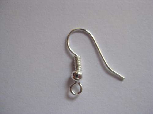 Earring wire, silver tone, 10pcs