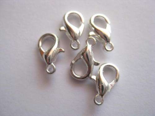 Lobster clasp, silver tone, 10mm, 5pc