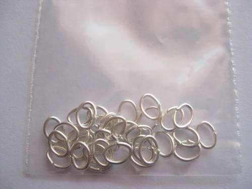 Oval jump rings, silver tone, 6mm, 50pcs