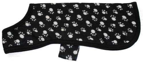EXTRA WARM DOG JACKET for the EXTRA SMALL SIZE DOG - " Colour - Black + Paws "