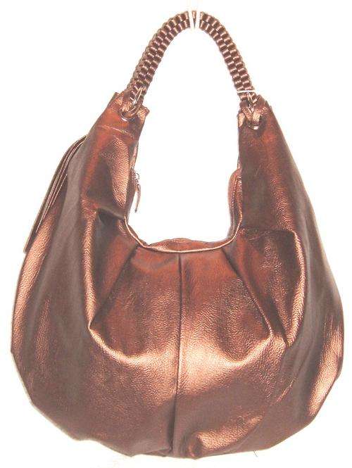 SPECIAL ! - YEARLY STOCK CLEARANCE !- Handbag - TOTE WOVEN HANDLE ! " Colour Metallic Copper/Gold "