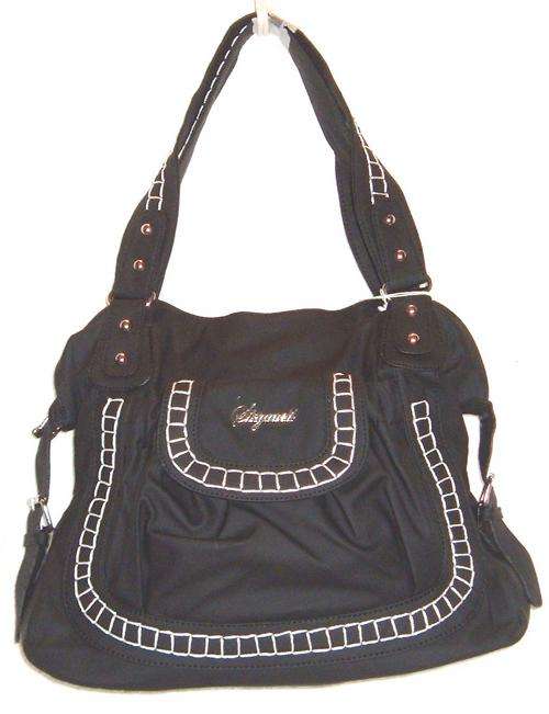 " R1 AUCTION " - Handbag - UNUSUAL WITH WHITE BLANKET STITCHING AND BUCKLE DETAIL