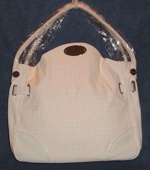 Handbag - EMBOSSED WITH CROCODILE SKIN PATTERN  - White