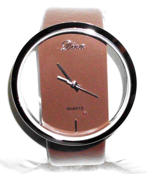 " LADIES FASHION WATCH " - DIVA STYLING - GLASS & BROWN STRAP FACE