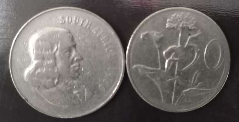 South African 1966 English fifty cents (R0.50)