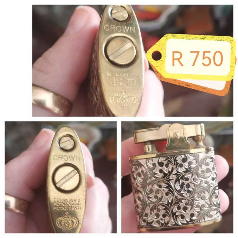 Crown Engraved Vintage Pocket Lighter