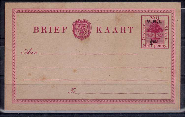 OFS  1/2d  VRI O/Printed Post card
