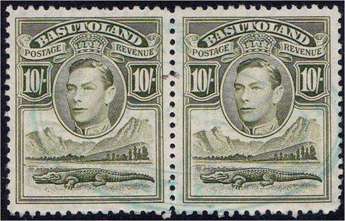 Basutoland  KG VI  defn 10/- pair revenue used