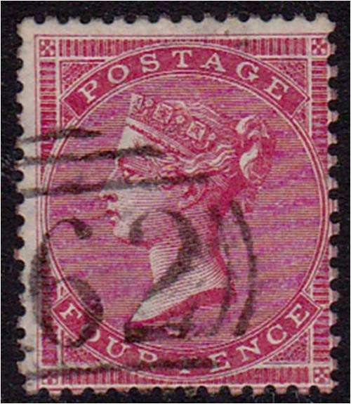 GB QV 4d Rose-carmine SG 66 fine used