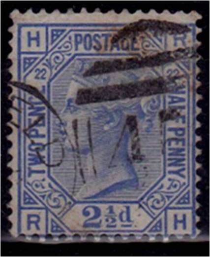 GB QV 2 1/2d Blue SG 157 Plate 22 fine used
