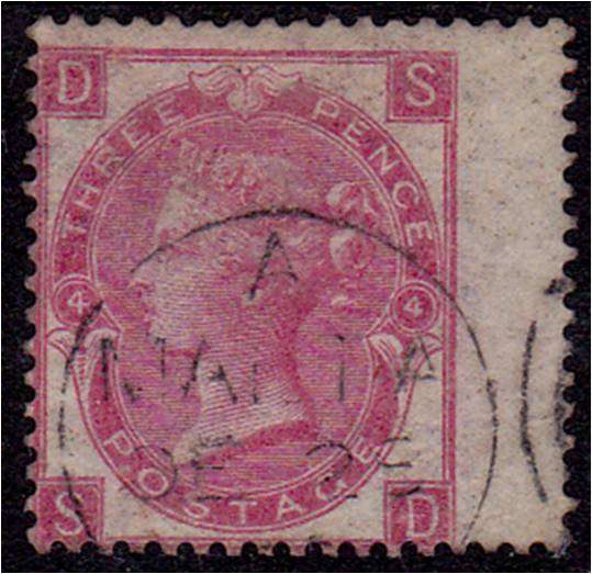 GB QV 3d Rose SG 92 Plate 4 very fine used