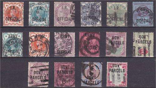 GB QV group of 16 average used "Official" O/Prints