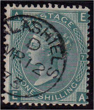 GB QV 1/- green SG 117 Plate 7 very fine used