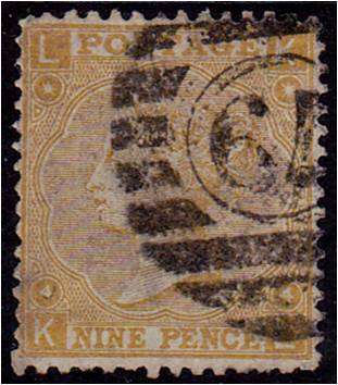 GB QV 9d pale straw good used SG 111 Plate 4