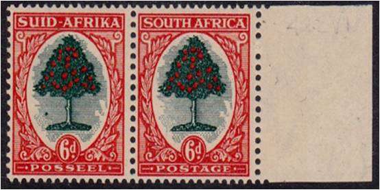 Union  6d  Marg pair  SACC 118  LMM  variety  "green dot under tree"