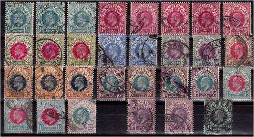 Natal  Stockcard of 30 x KE VII defns unchecked  good to fine used