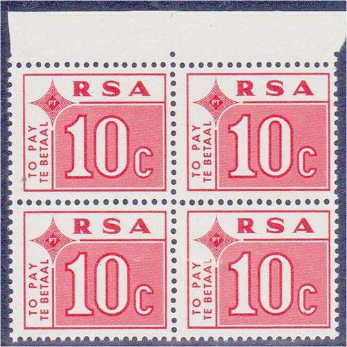 RSA  10c  Postage due  Bl x4  MNH  SACC 68