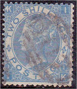 GB QV 2/- pale blue SG 120 good used