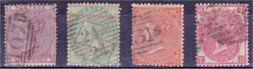 GB QV 4 average used Surface printed better items SG 70, 72, 80 & 92 - faults
