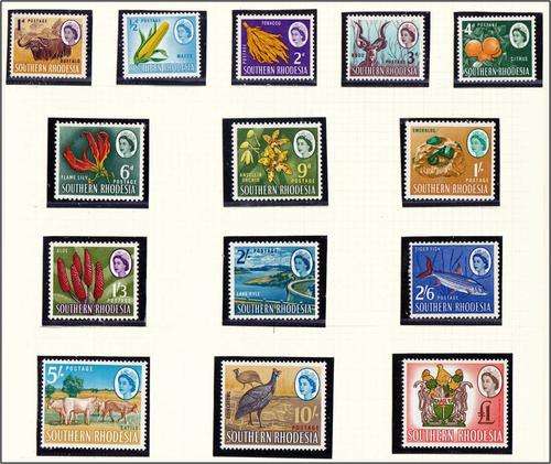 S Rhodesia QE II 1964 defn set  SG 92-105  superb  MNH