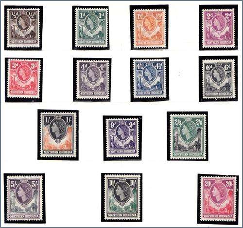 N Rhodesia  QE II Full defn set  SG 61-74  LMM