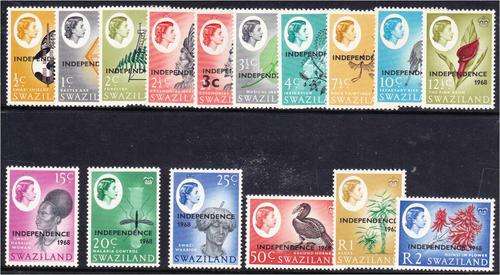 Swaziland  QE II full defn set O/Prtd "INDEPENDENCE" SG 142-160 MNH