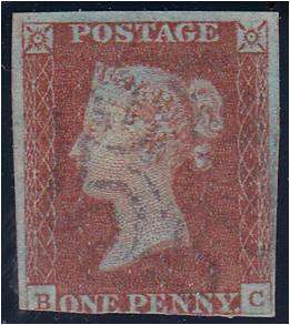 GB QV 1d red imperf SG 8 etc 3 margins