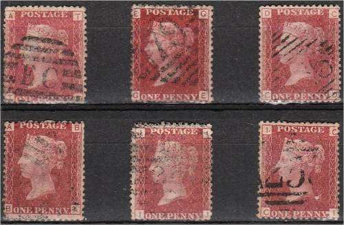 GB QV 6x 1d reds plates 120 to 125  fine used