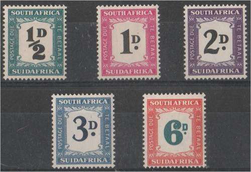 Union  1948 postage due set  SACC 33-37  MNH