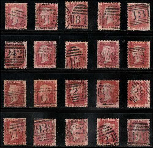 GB QV 20 1d reds mixed plates/condition suit plater/P/Mark collector