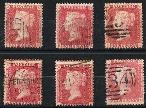 GB QV 6 x 1d reds SG 17-41 unchecked fine used