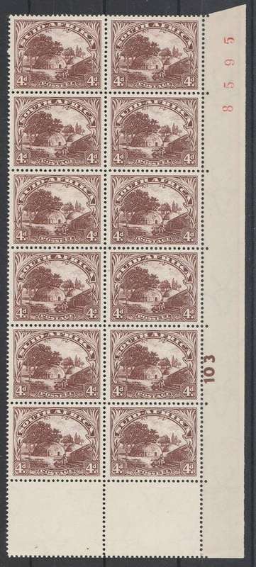 Union 4d Hyph. and Screened pictorial Cyl Bl. x 6 pairs SACC 117 MNH