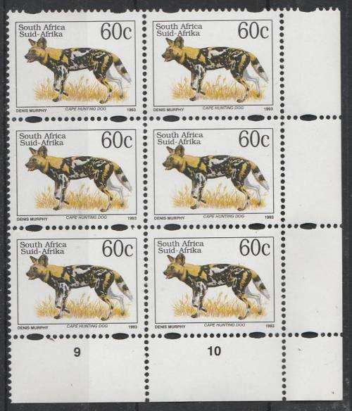 RSA 60c defn SACC 834c (raised latin name) Bl x 6 MNH