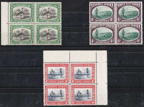 SWA  3 attractive blks x 4 pictorials SACC 103a, 104a & 107a  MNH