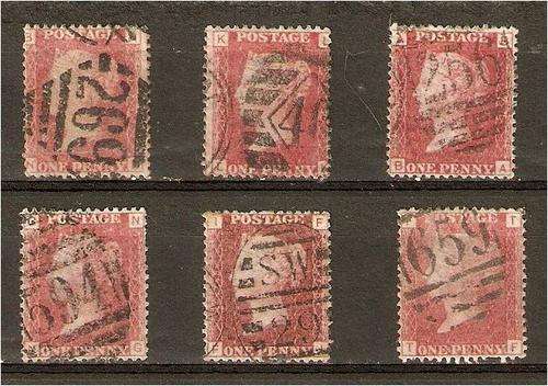 GB QV 6 1d reds fine used (Plates 171, 172, 173, 174, 175 & 176)