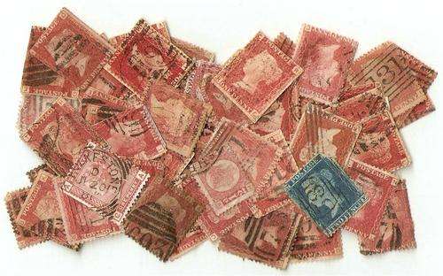 GB QV 50 poor condition 1d reds - cut into/etc