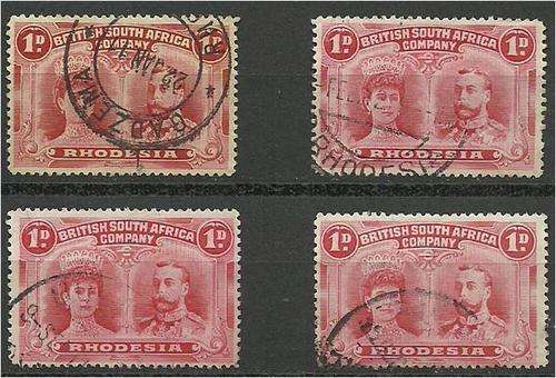 BSAC Double Heads 4 fine used 1d  (shades)