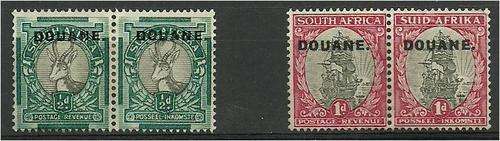 Union "Douane" O/print on 1/2d + 1d pairs - scarce !  MM