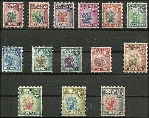 S Rhodesia  part set of rvenues to 10 pounds  fine used
