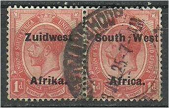 SWA 1d King's Head O/print pair  SACC 53 good used