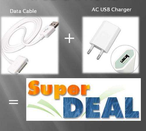 Apple iPad 2/3 iPod iPhone **Premium USB charger &  FREE data cable**COMBO!! LOW cost fast Shipping!