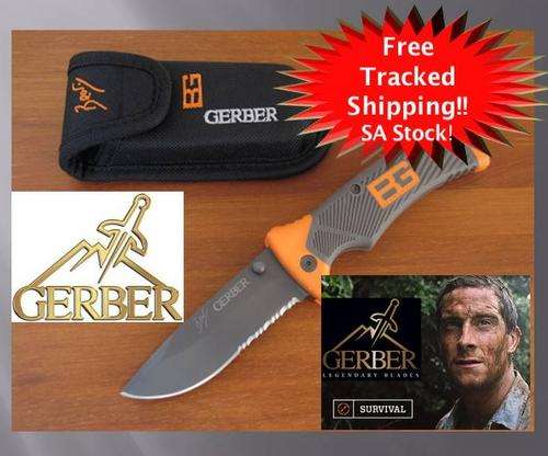Latest Gerber Bear Grylls Folding Knife w/ sheath *** FREE SHIPPING** SA stock!