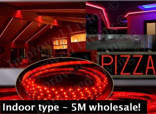 LED strip 5m- bulk sale BRIGHT RED *24 Watts*300 Ultra bright LEDs price/m - FREE SHIPPING option!