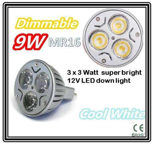 ***LED Bulb MR16*** 3 LED 9W Dimmable  ** 12VDC downlight - FREE SHIPPING OPTION