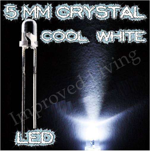 5mm 20000MCD Super Bright COOL WHITE Crystal Clear LED Light Lamp  ****WITH  FREE RESISTOR
