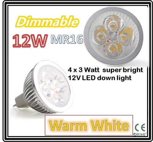 ***LED Bulb MR16*** 4 LED 12W Dimmable  ** 12VDC downlight - FREE SHIPPING OPTION