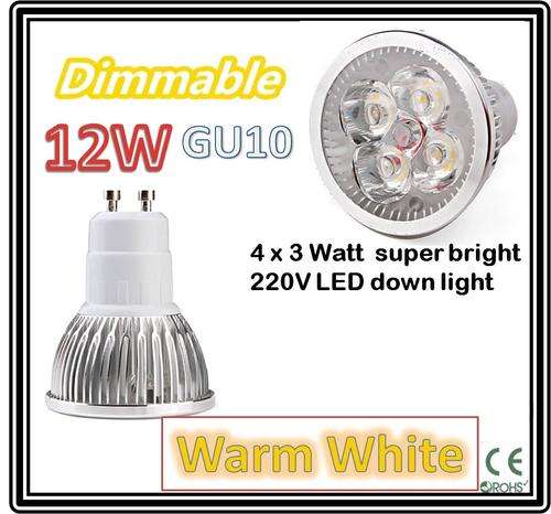 ***LED Bulb GU10*** 4 LED 12W Dimmable  ** 220V AC downlight - FREE SHIPPING OPTION
