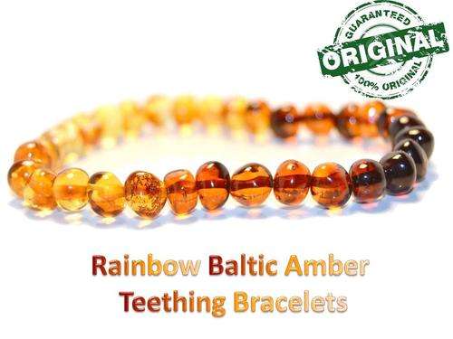 Rainbow  colour Baby teething Baltic Amber Bracelet -FREE SHIPPING OPTION