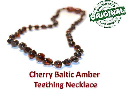 New Cherry colour Baby teething Baltic Amber  Necklace -FREE SHIPPING OPTION