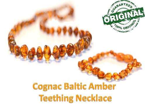 Cognac colour Baby teething Baltic Amber Bracelet & Necklace set-FREE SHIPPING OPTION